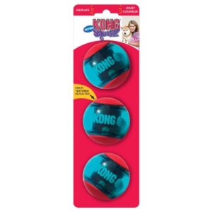 KONG Squeezz Action Ball Red 3 Pack Small Dog Toy