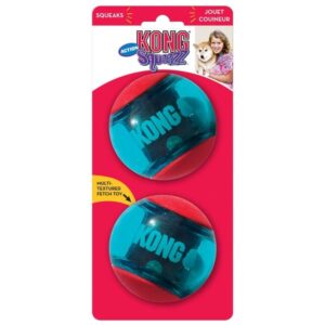 KONG Squeezz Action Ball Red 2 Pack Large Dog Toy