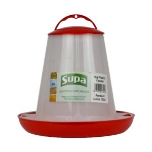 Supa Red and White Plastic Poultry Feeder 1kg