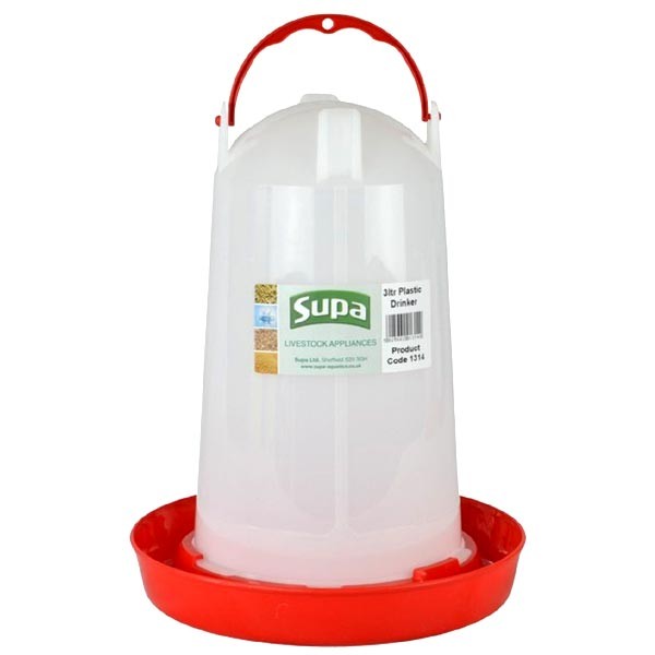 Supa Red and White Plastic Poultry Drinker 3 Litres
