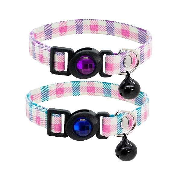 Cat Circus Jewelled Gingham Safety Cat Collar (Assorted) 2 Cat Circus Jewelled Gingham Safety Cat Collar (Assorted) - Image 2