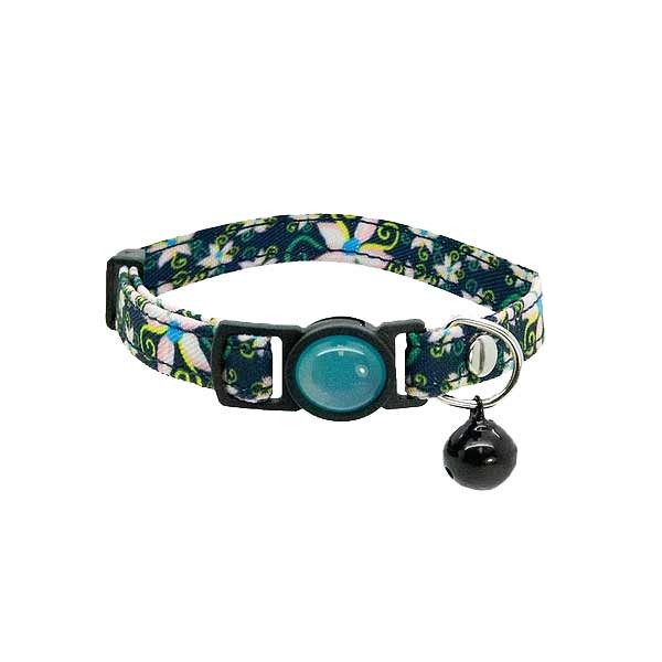 Cat Circus Flower Denim Safety Cat Collar (Assorted) 1 Cat Circus Flower Denim Safety Cat Collar (Assorted)