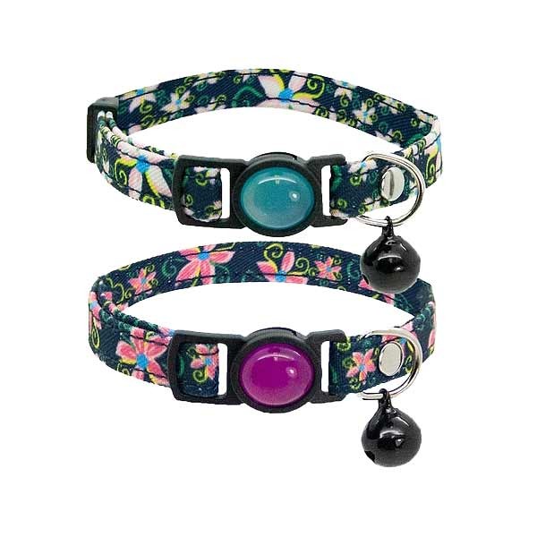 Cat Circus Flower Denim Safety Cat Collar (Assorted) 2 Cat Circus Flower Denim Safety Cat Collar (Assorted) - Image 2