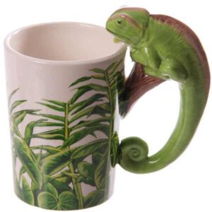 Chameleon Shaped Handle Ceramic Mug With Decal