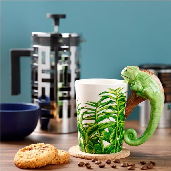Chameleon Shaped Handle Ceramic Mug With Decal 3 Chameleon Shaped Handle Ceramic Mug With Decal - Image 3
