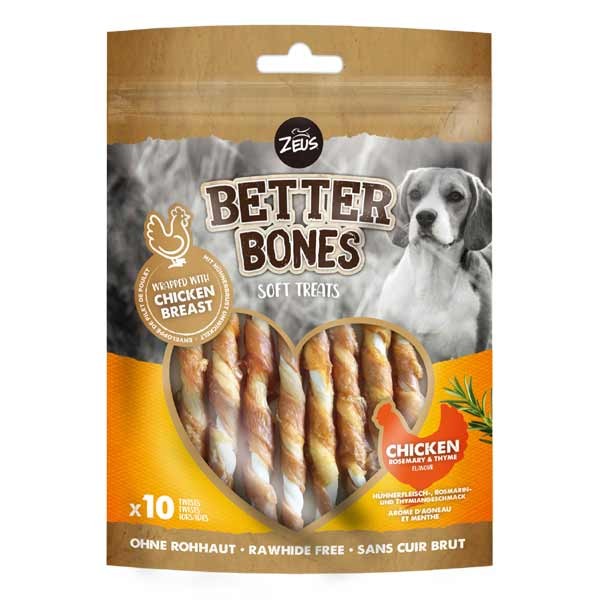 Zeus Better Bones Chicken & Rosemary Wrapped Twists 10 Pack Dog Treat 1 Zeus Better Bones Chicken & Rosemary Wrapped Twists 10 Pack Dog Treat
