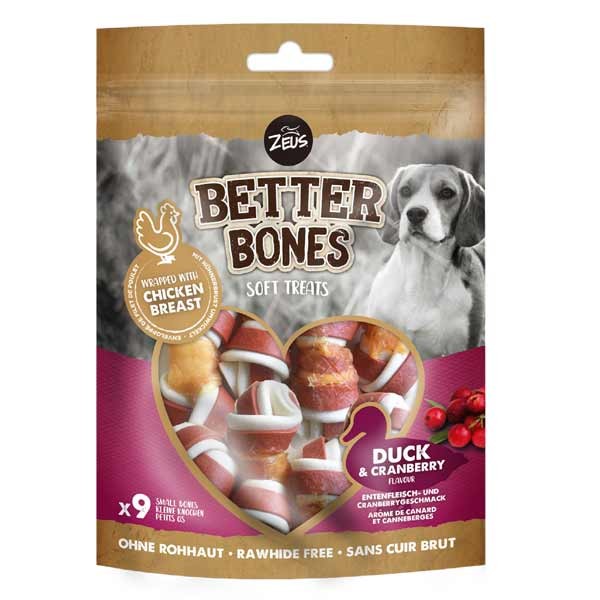 Zeus Better Bones Duck & Cranberry Wrapped Bones 9 Pack Dog Treat 1 Zeus Better Bones Duck & Cranberry Wrapped Bones 9 Pack Dog Treat