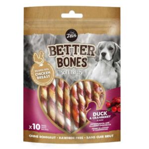 Zeus Better Bones Duck & Cranberry Wrapped Twists 10 Pack Dog Treat