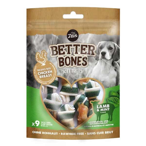 Zeus Better Bones Lamb & Mint Wrapped Bones 9 Pack Dog Treat 1 Zeus Better Bones Lamb & Mint Wrapped Bones 9 Pack Dog Treat