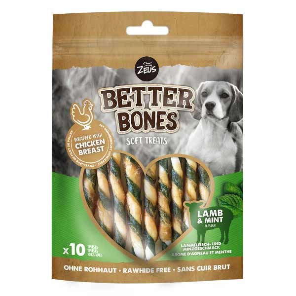 Zeus Better Bones Lamb & Mint Wrapped Twists 10 Pack Dog Treat 1 Zeus Better Bones Lamb & Mint Wrapped Twists 10 Pack Dog Treat