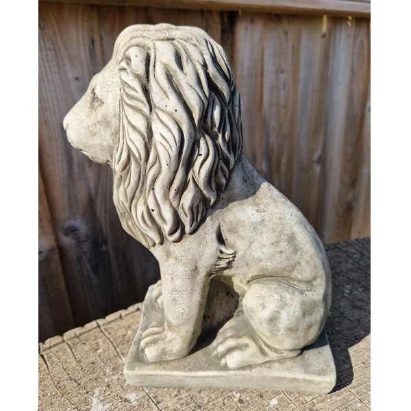 Sitting Lion Stone Garden Ornament (Small) 29cm 2 Sitting Lion Stone Garden Ornament (Small) 29cm - Image 2