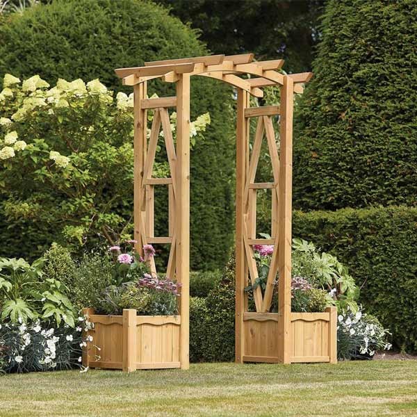 Woodshaw RHS Hanbury Arch with Planters 1 Woodshaw RHS Hanbury Arch with Planters