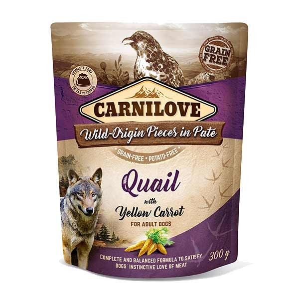 Carnilove Quail with Yellow Carrot Adult 300g Pouch Wet Dog Food 1 Carnilove Quail with Yellow Carrot Adult 300g Pouch Wet Dog Food