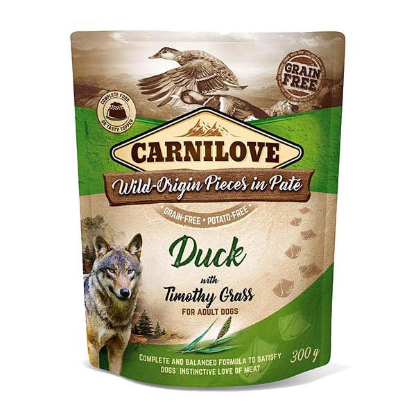 Carnilove Duck with Timothy Grass Adult 300g Pouch Wet Dog Food 1 Carnilove Duck with Timothy Grass Adult 300g Pouch Wet Dog Food