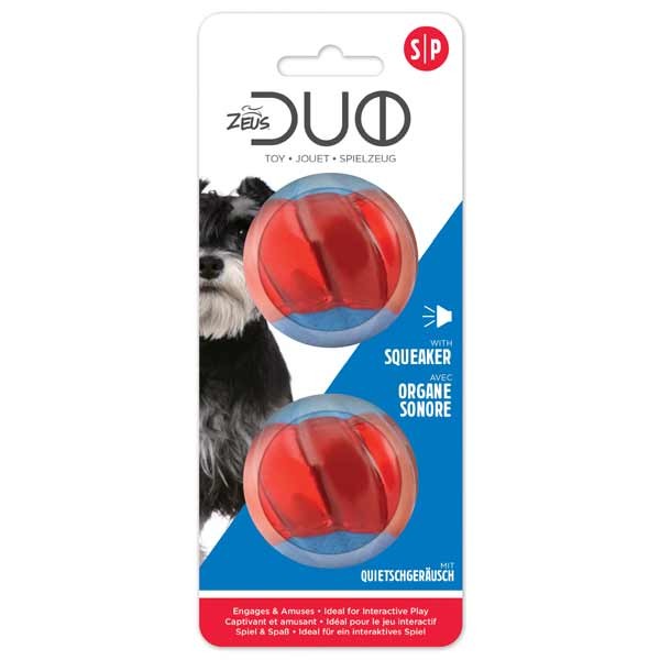 Zeus Duo Ball 5cm with Squeaker 2Pk 1 Zeus Duo Ball 5cm with Squeaker 2Pk
