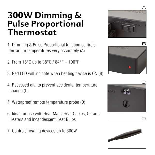 Exo Terra 300W Dimming & Pulse Proportional Thermostat 4 Exo Terra 300W Dimming & Pulse Proportional Thermostat - Image 4