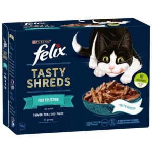 Felix Tasty Shreds Fish Selection Adult 12x80g Wet Cat Food
