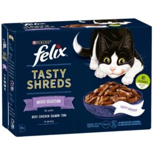 Felix Tasty Shreds Mixed Selection Adult 12x80g Wet Cat Food