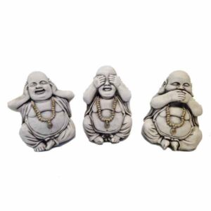 Buddha Set Of 3 "Hear, See, Speak No Evil" Oriental Stone Garden Ornament (Mini) 11cm