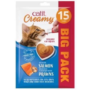 Catit Creamy Salmon with Prawn 15x10g Cat Treat