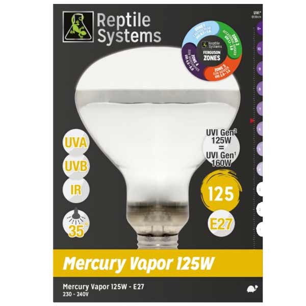 Reptile Systems Mercury Vapor 125w UVB/UVA/IR E27 1 Reptile Systems Mercury Vapor 125w UVB/UVA/IR E27