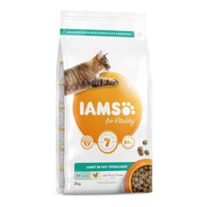 IAMS For Vitality Light/Sterilised Chicken Adult 2kg Dry Cat Food