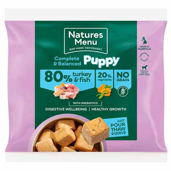 Natures Menu Complete & Balanced 80/20 Turkey & Fish Nuggets for Puppies 1kg 1 Natures Menu Complete & Balanced 80/20 Turkey & Fish Nuggets for Puppies 1kg