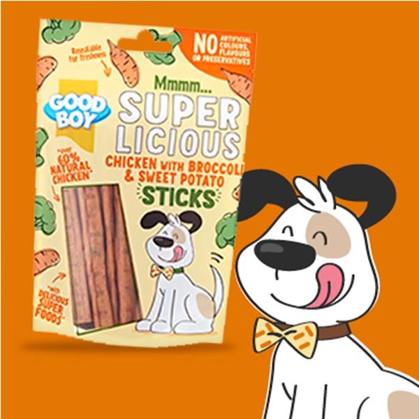 Good Boy Super Licious Chicken With Broccoli & Sweet Potato Sticks 100g Dog Treat 5 Good Boy Super Licious Chicken With Broccoli & Sweet Potato Sticks 100g Dog Treat - Image 5