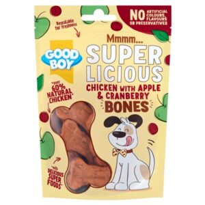 Good Boy Super Licious Chicken With Apple & Cranberry Bones 100g Dog Treat