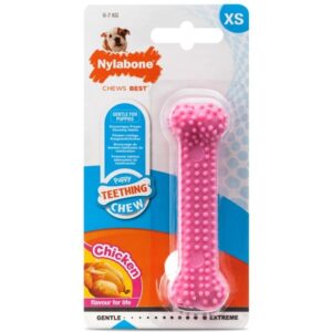 Nylabone Puppy Dental Bone Pink Chicken Extra Small