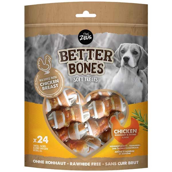 Zeus Better Bones Chicken & Rosemary Wrapped Bones 24 Pack Dog Treat 1 Zeus Better Bones Chicken & Rosemary Wrapped Bones 24 Pack Dog Treat