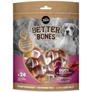 Zeus Better Bones Duck & Cranberry Wrapped Bones 24 Pack Dog Treat