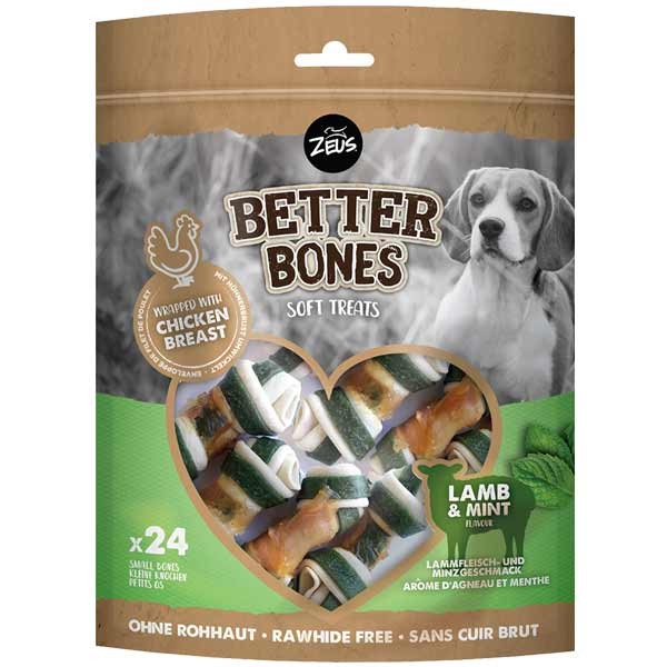 Zeus Better Bones Lamb & Mint Wrapped Bones 24 Pack Dog Treat 1 Zeus Better Bones Lamb & Mint Wrapped Bones 24 Pack Dog Treat