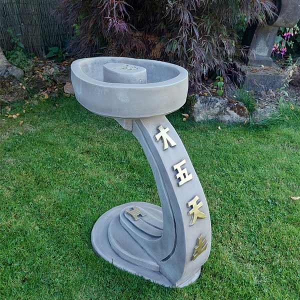 Curved Oriental Stone Bird Bath 55cm 1 Curved Oriental Stone Bird Bath 55cm