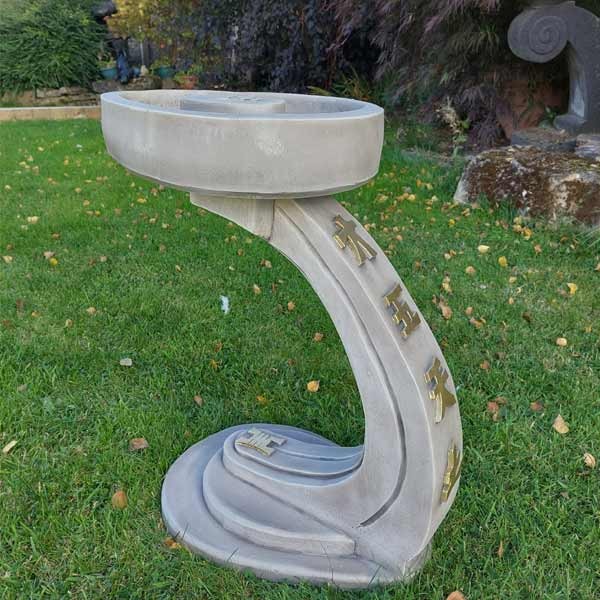 Curved Oriental Stone Bird Bath 55cm 2 Curved Oriental Stone Bird Bath 55cm - Image 2