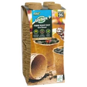 Gro-Sure Fibre Pots Round 6cm 96 Pack