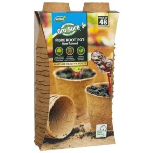 Gro-Sure Fibre Pots Round 8cm 48 Pack
