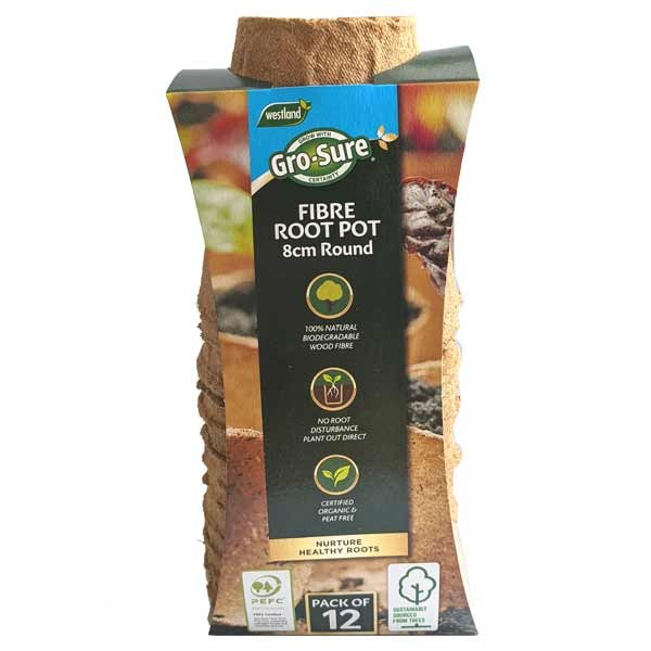 Gro-Sure Fibre Pots Round 8cm 12 Pack 1 Gro-Sure Fibre Pots Round 8cm 12 Pack