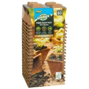 Gro-Sure Fibre Pots Square 6cm 80 Pack