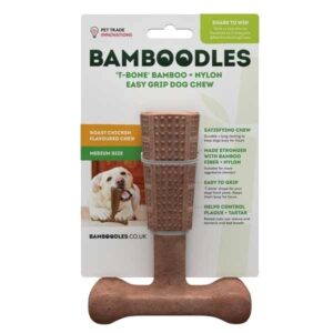 Bamboodles Dog T-Bone Bamboo+Nylon Chew Chicken Medium (6")