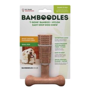 Bamboodles Dog T-Bone Bamboo+Nylon Chew Chicken Small (4")