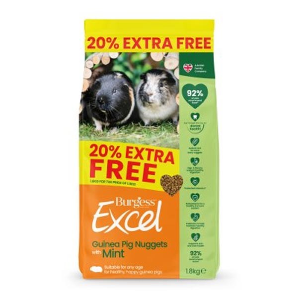 Burgess Excel Guinea Pig Nuggets Mint 1.5kg + 20% Extra Free