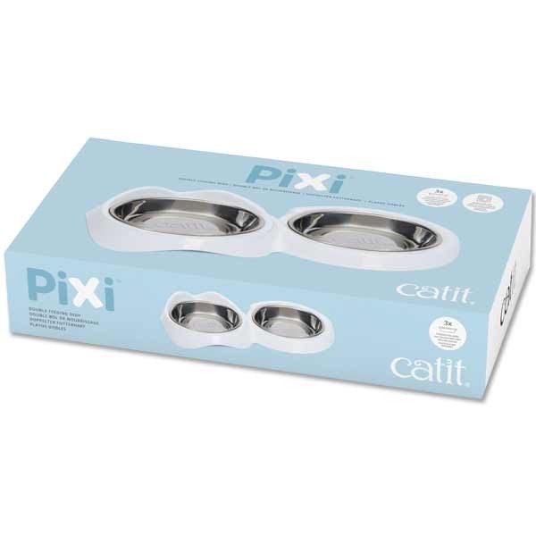 Catit Pixi Double Feeding Dish White 2 Catit Pixi Double Feeding Dish White - Image 2