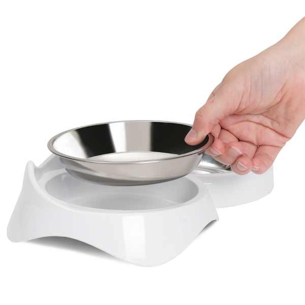 Catit Pixi Double Feeding Dish White 5 Catit Pixi Double Feeding Dish White - Image 5
