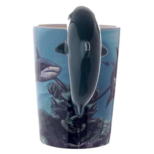 Shark Shaped Handle Mug With Underwater Decal 4 Shark Shaped Handle Mug With Underwater Decal - Image 4