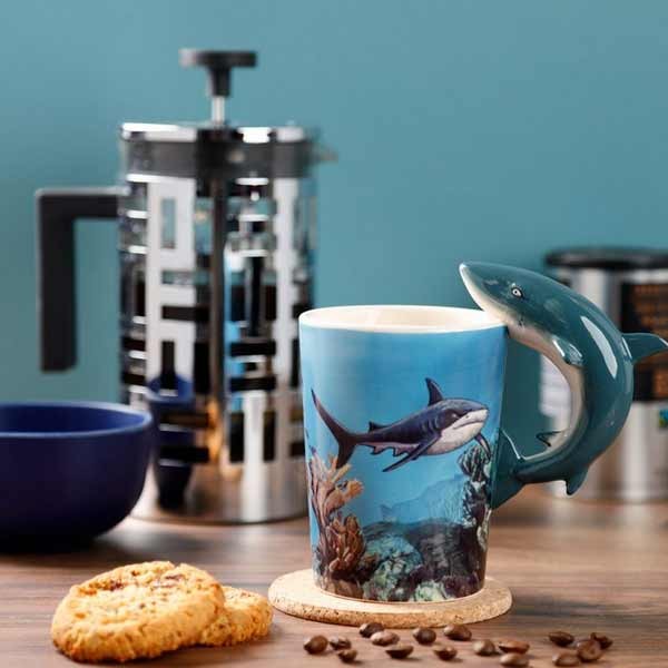 Shark Shaped Handle Mug With Underwater Decal 5 Shark Shaped Handle Mug With Underwater Decal - Image 5