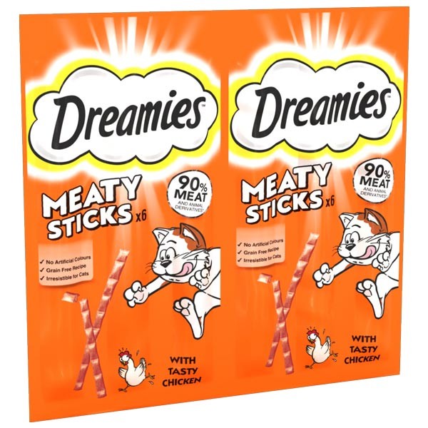 Dreamies Meaty Sticks with Tasty Chicken 30g Cat Treat 1 Dreamies Meaty Sticks with Tasty Chicken 30g Cat Treat