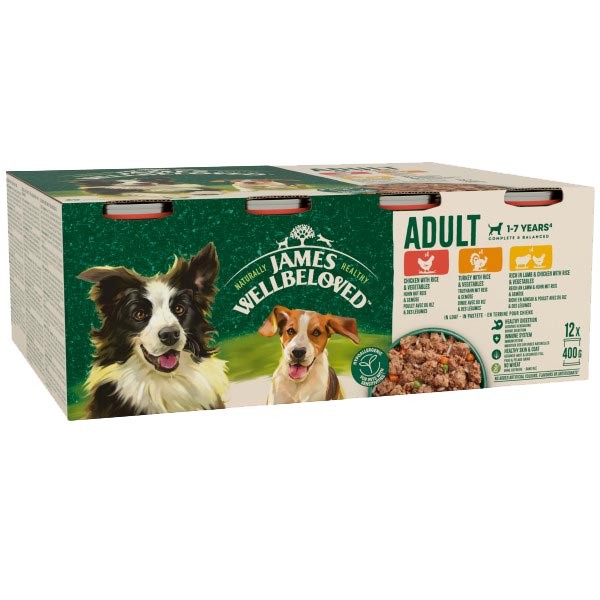 James Wellbeloved Turkey, Lamb & Chicken in Loaf Adult 12x400g Wet Food 1 James Wellbeloved Turkey, Lamb & Chicken in Loaf Adult 12x400g Wet Food