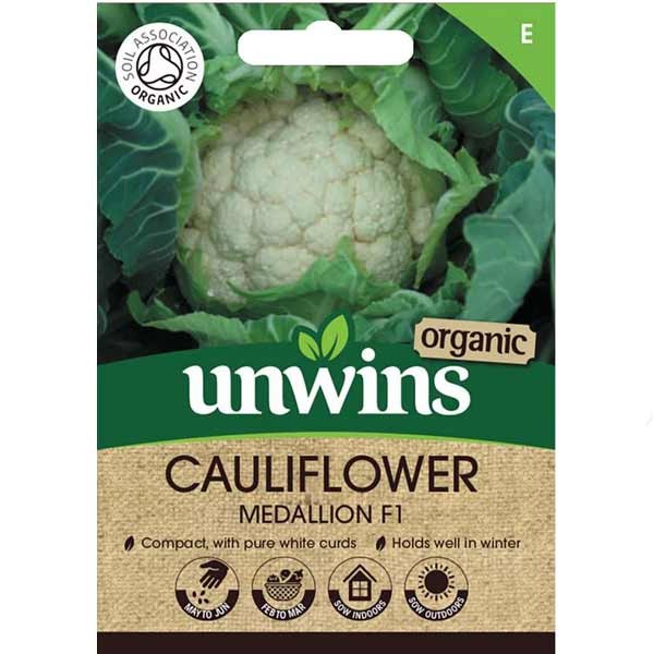 Unwins Cauliflower Medallion F1 Organic Seeds 1 Unwins Cauliflower Medallion F1 Organic Seeds