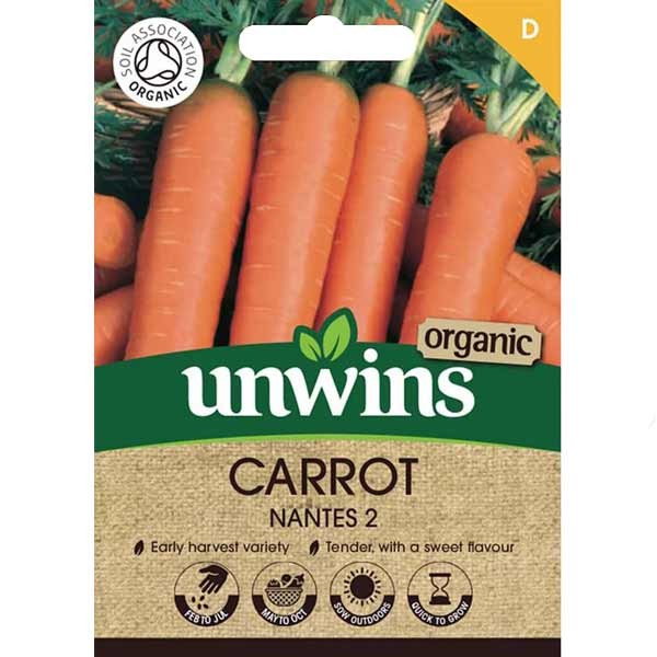 Unwins Carrot Nantes 2 Organic Seeds 1 Unwins Carrot Nantes 2 Organic Seeds
